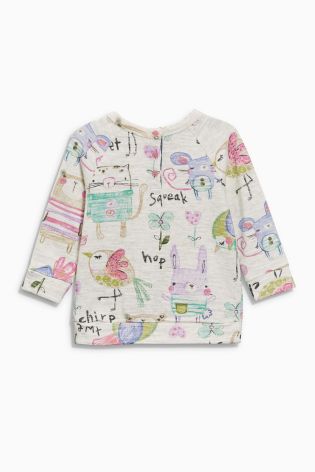 Oatmeal All Over Print Crew Top (3mths-6yrs)